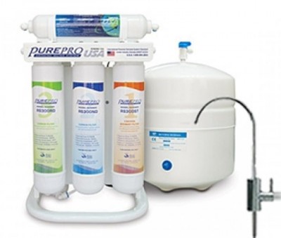 PurePro ERS105 RO víztisztító modern dizájn csappal (FC101). QUICK CHANGE (QC) csatlakozós, kompakt szűrők 2,5" RS-SZETT, membrán: TLC50